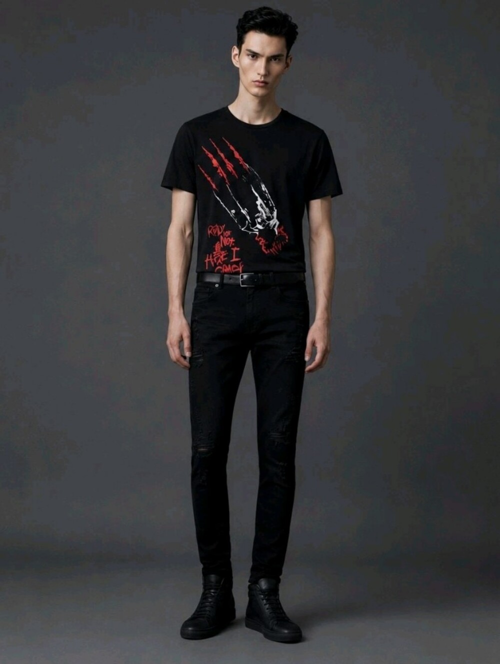 Black Nightmare On Elm Street Tshirt Red Graphic Freddy Krueger Halloween Sz XL